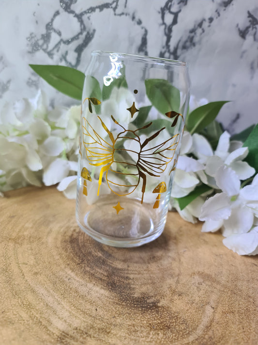 Bee Glass Including metal straw