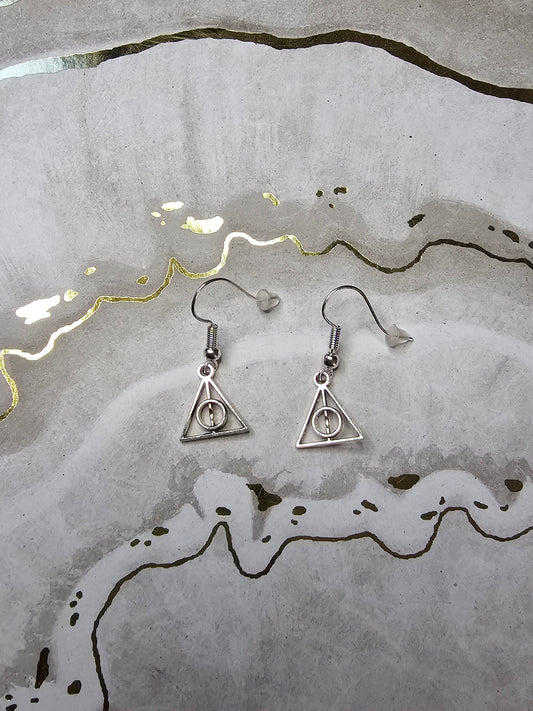 Silver Deathly Hallows Earrings