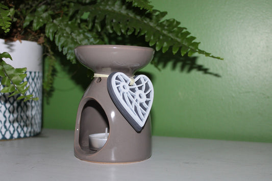 Wooden Heart Ceramic Oil Burner