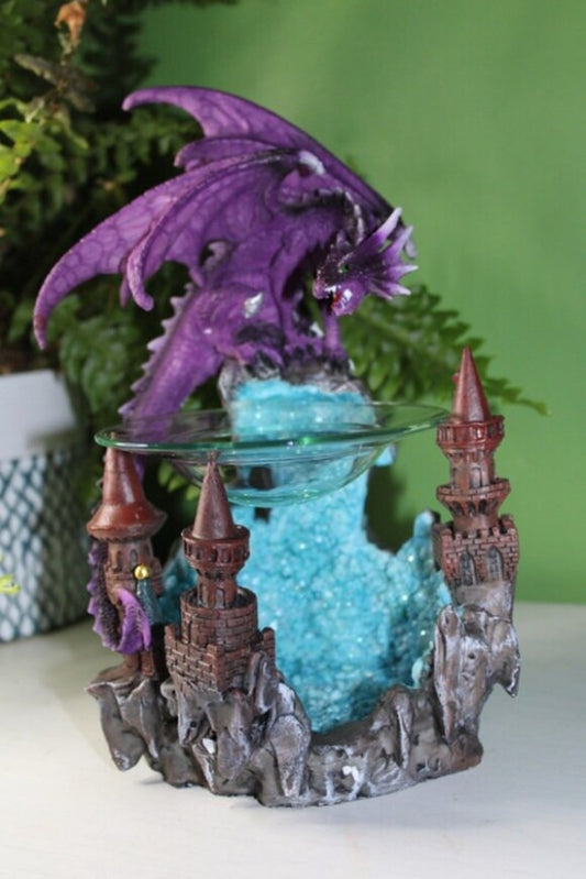Dragon Crystal Ravine Castle Oil and Wax Burner with Glass Dish