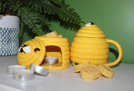 Wax Melt Gift Box | Bee Burner and Mug Gift Set | Bee Gift Box | Beehive Mug | Beehive Oil Burner | Wax Burner Gift Set