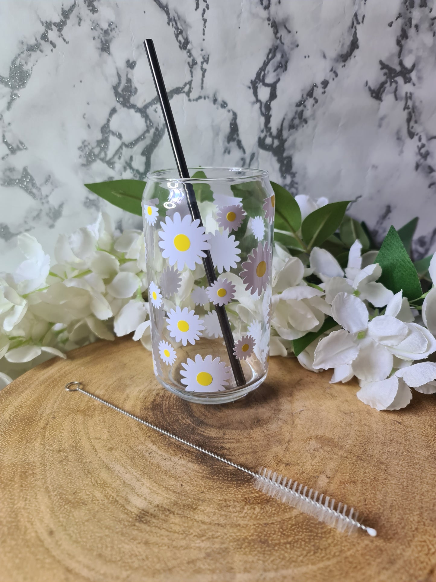 Daisy Glass Including Metal straw