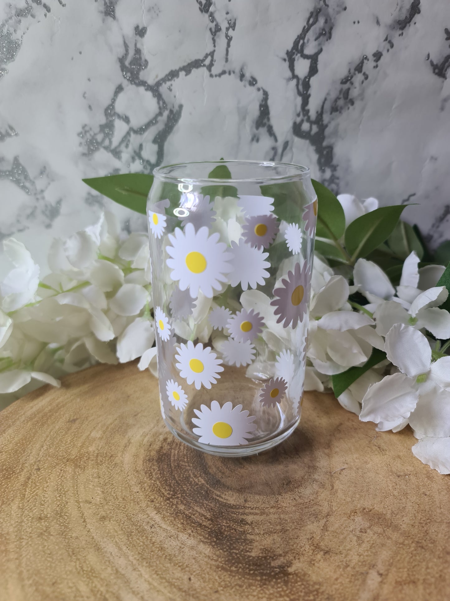 Daisy Glass Including Metal straw