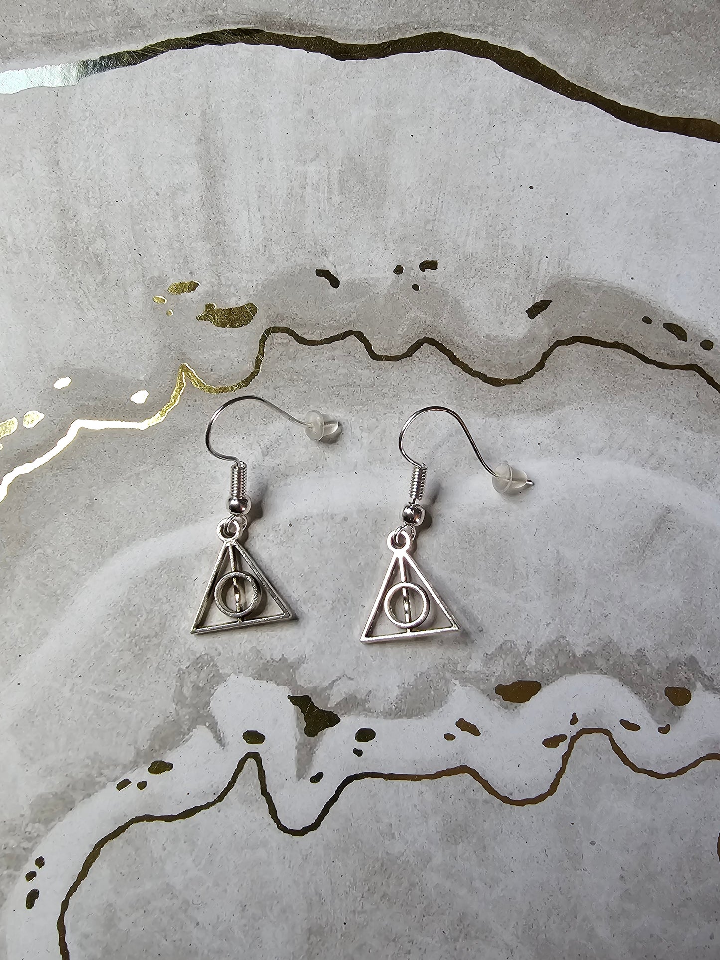 Silver Deathly Hallows Earrings