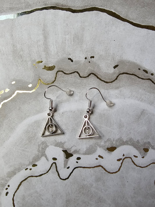 Silver Deathly Hallows Earrings