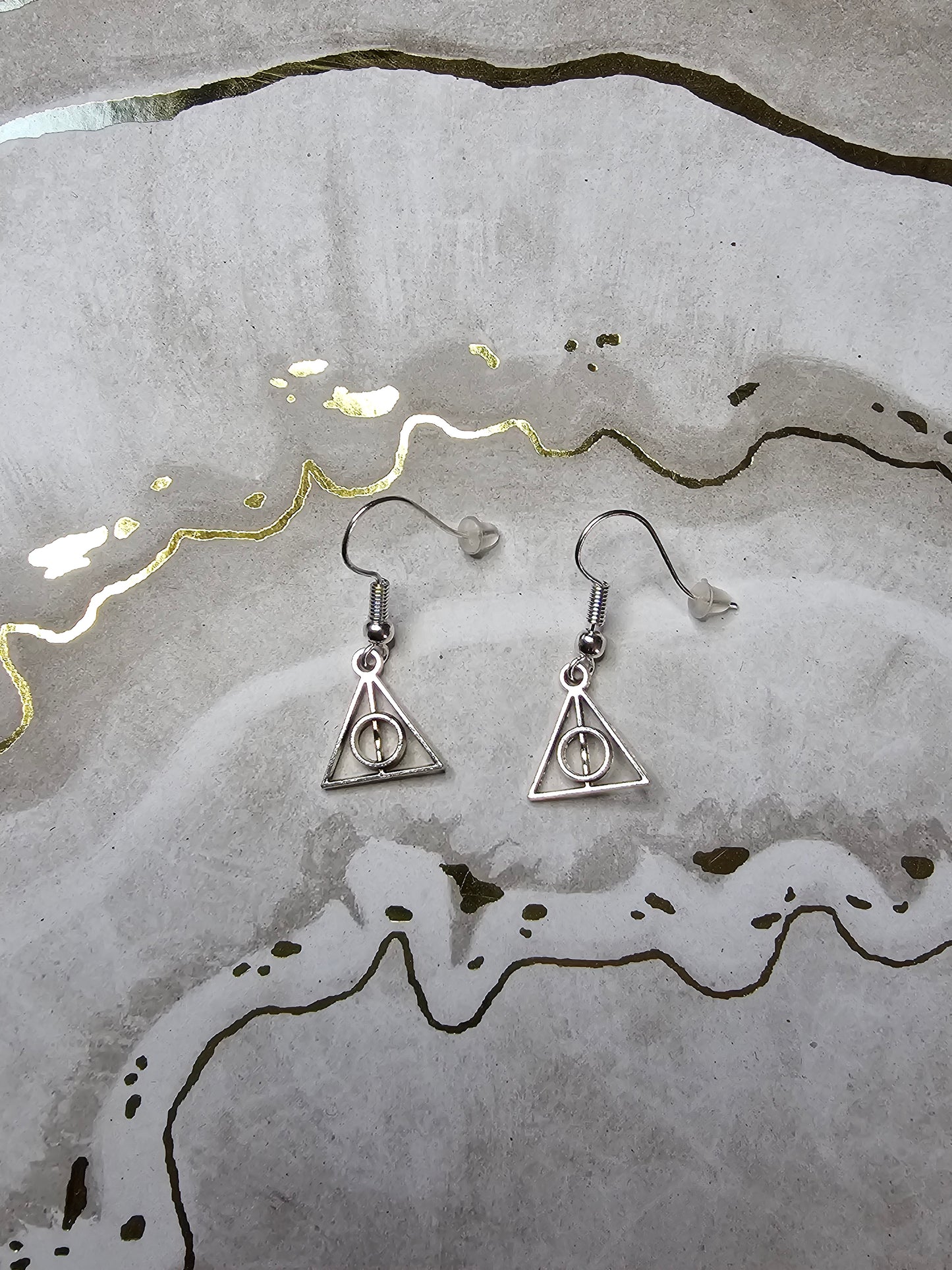 Silver Deathly Hallows Earrings