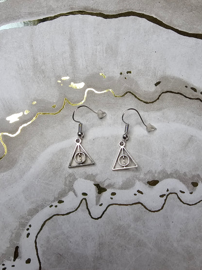 Silver Deathly Hallows Earrings