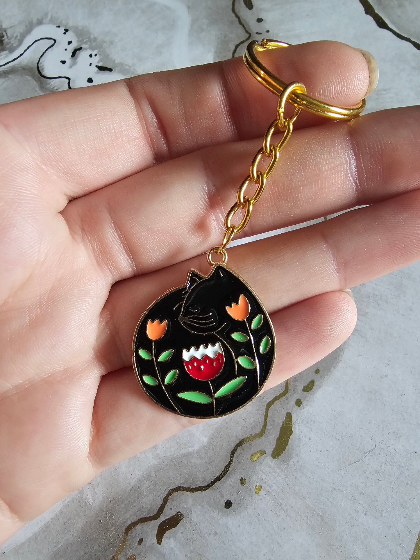 Black Cat Keyring