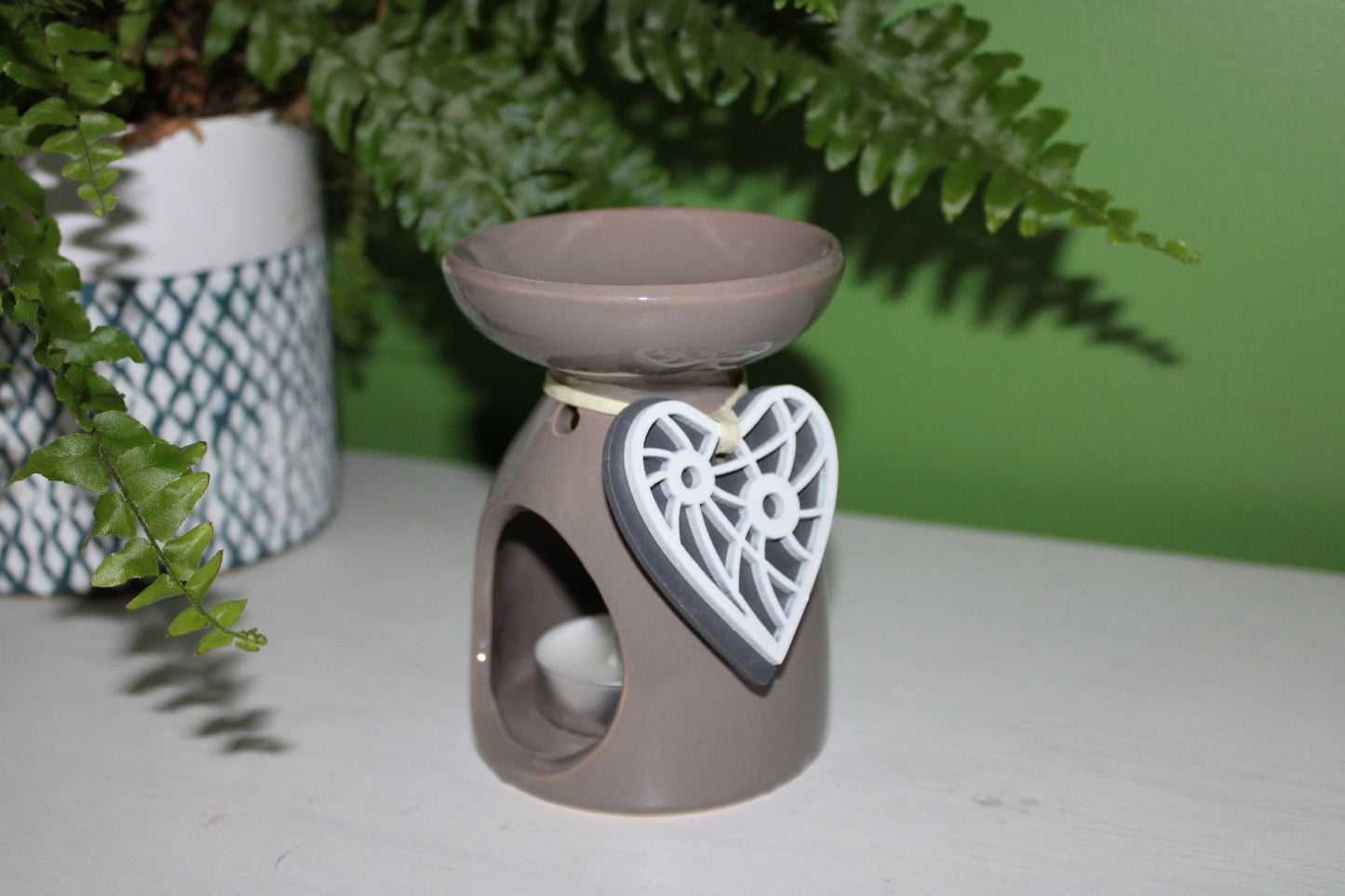 Wooden Heart Ceramic Oil Burner