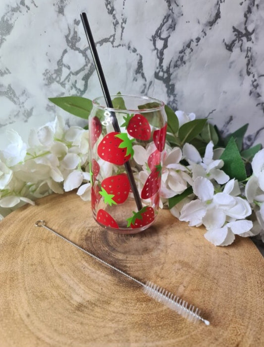 Strawberry Glass Including metal straw