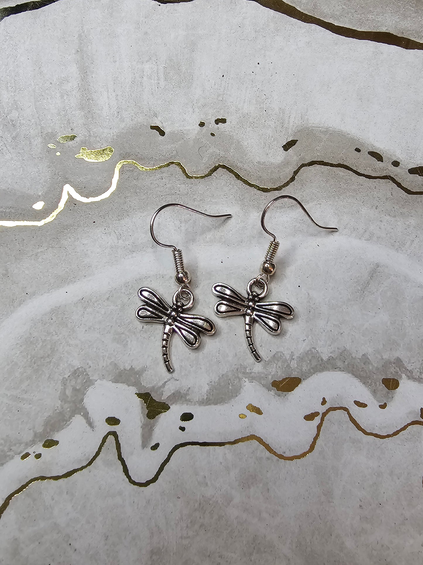 Silver Dragon Fly Earrings